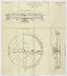 858539 Doorsneden en plattegrond van de draaischijf van 18 meter van het S.S.-station Baarle-Nassau Grens te Baarle-Nassau.